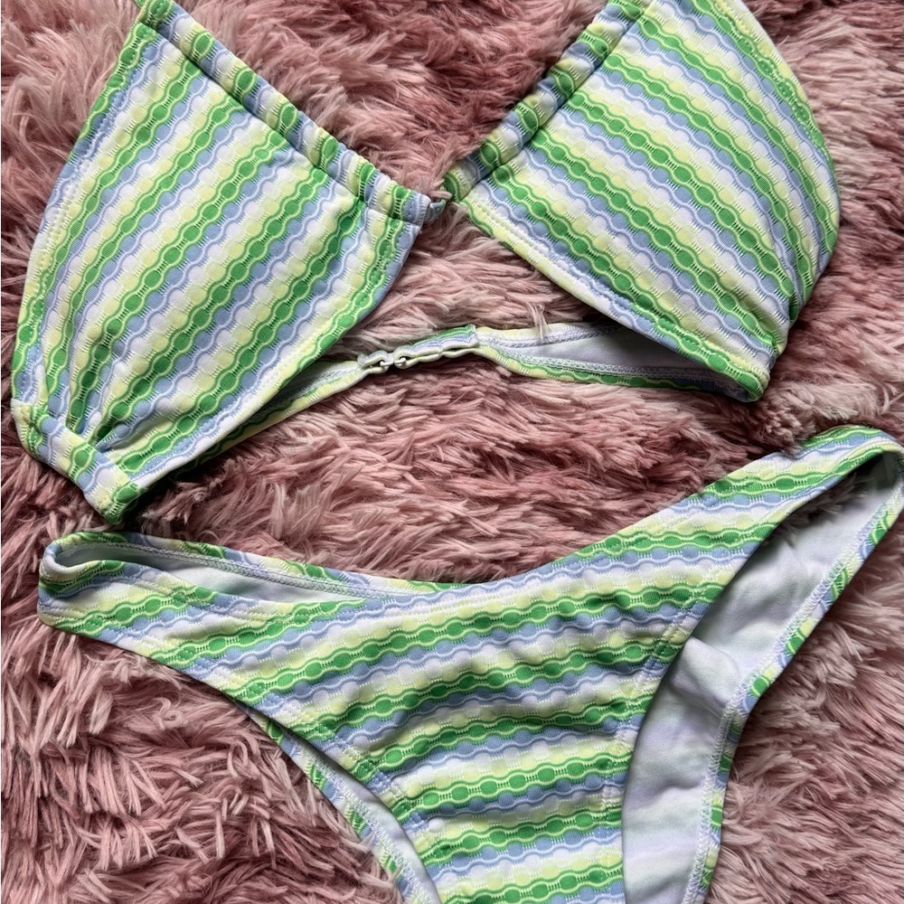 Ardene Green and Blue Striped Bikini